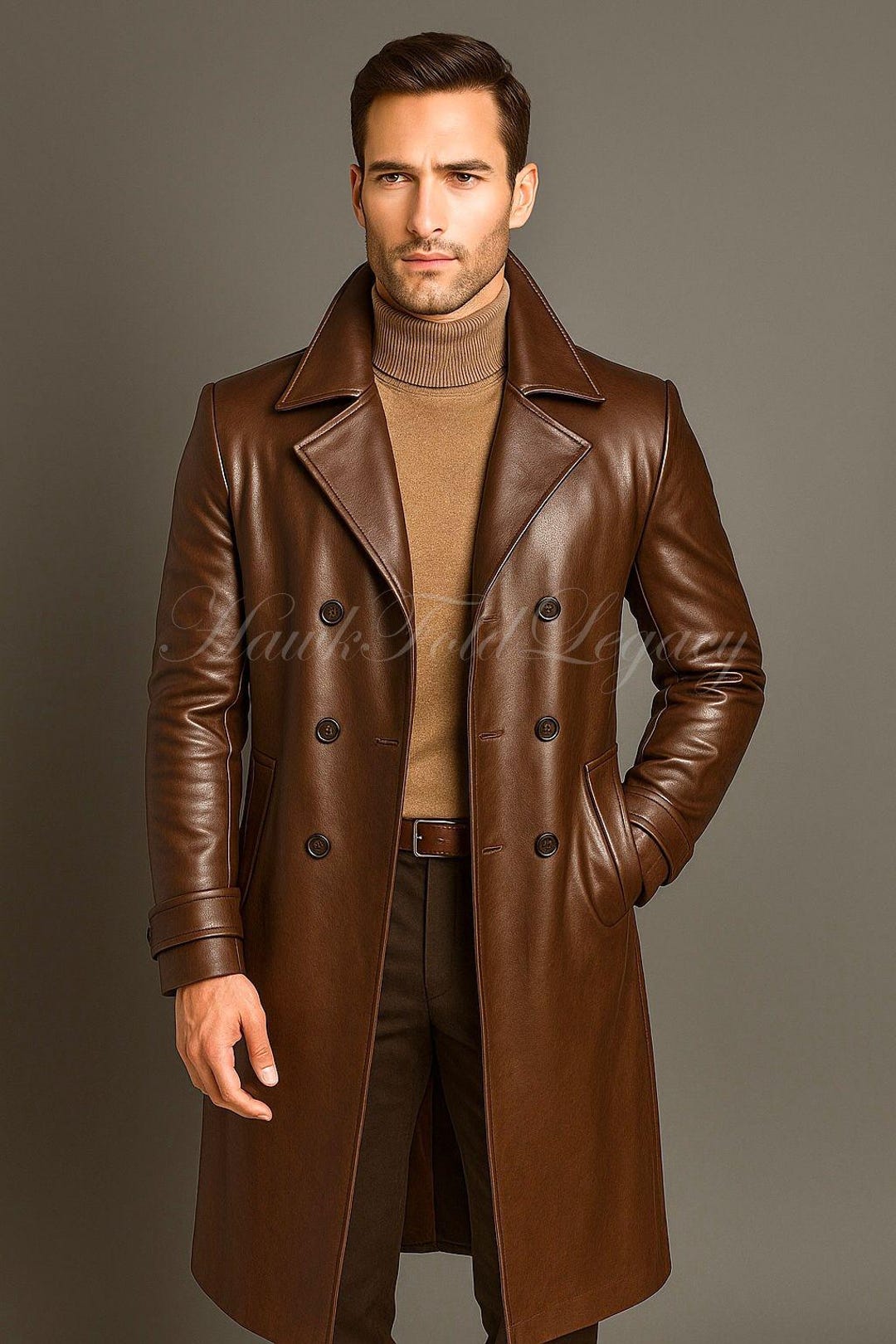 Kingspinner Men's Retro Leather Trench Coat – Vintage Steampunk