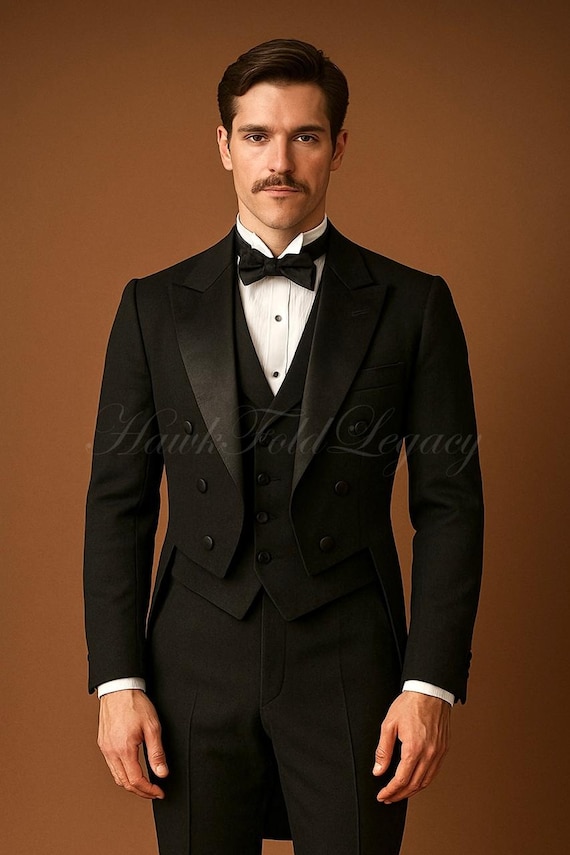 Men’s Victorian Black Wool Regency Tailcoat, Gothic Steampunk Frock Coat, 19th Century Historical Jacket
