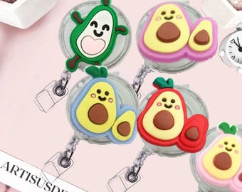 Avocado Badge Reel ID Holder – Retractable Silicone Name Tag Clip for Nurses, Teachers