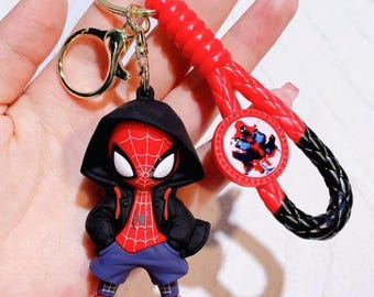 Llavero de silicona de Spider-Man: Adorno para mochilas con estilo de cómic