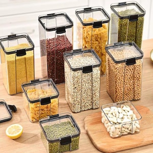 Airtight Clear Pantry Storage Containers: Minimalist Kitchen Organizer for Dry Food
