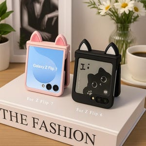 Cute Cat Ears Hinge Phone Case for Samsung Galaxy Z Flip 7 6 5 4 3