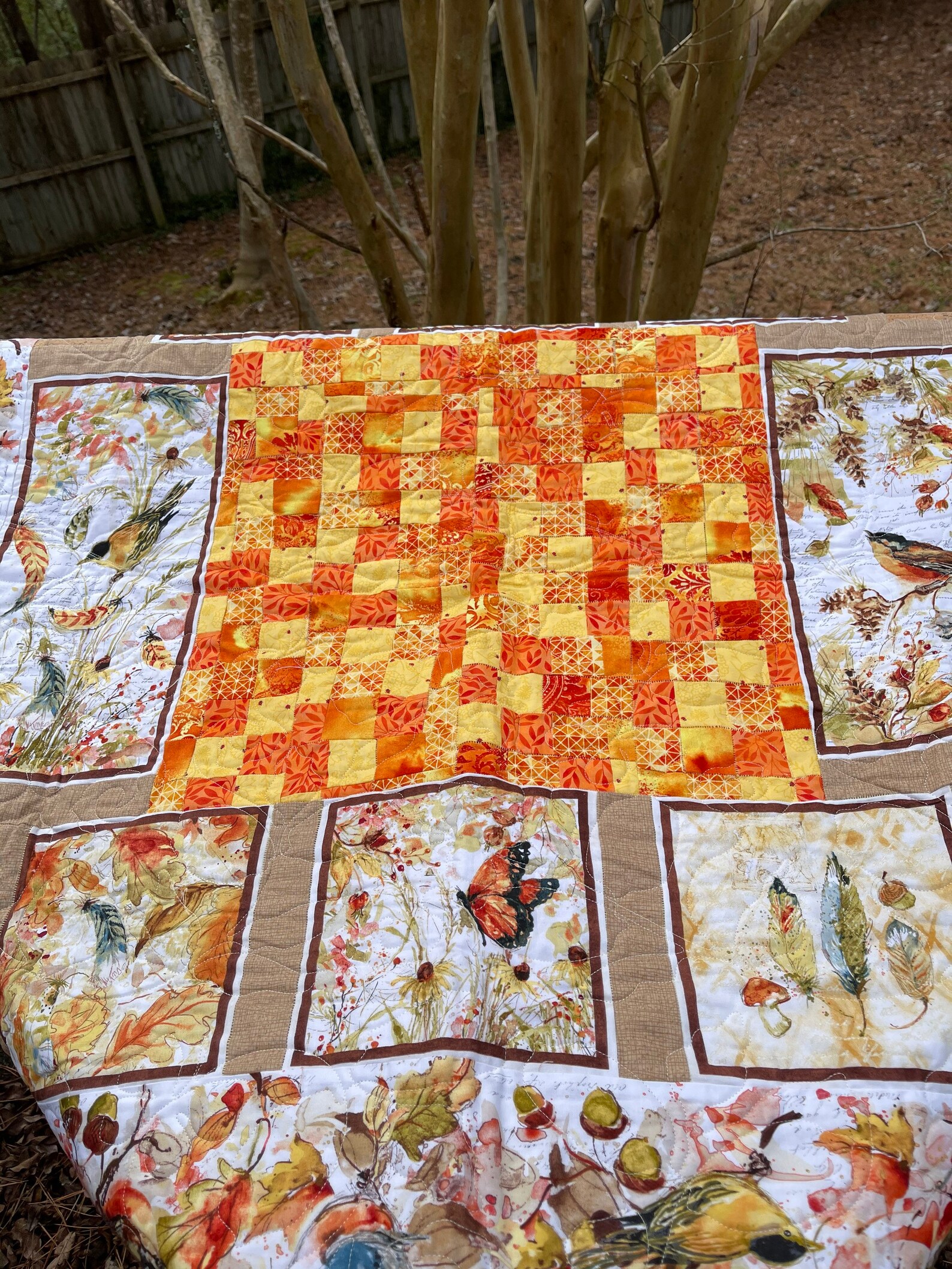 Birdsong colorful quilt Etsy