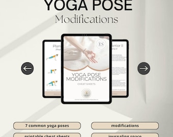 Modificaciones de posturas de yoga para principiantes (imprimible/hoja de trucos accesible para posturas comunes)