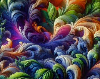 Abstraktes Natur Poster Set – Farbintensiver Blätter Kunstdruck | Moderne Wandkunst | Digital Art Print für Wohnzimmer & Büro