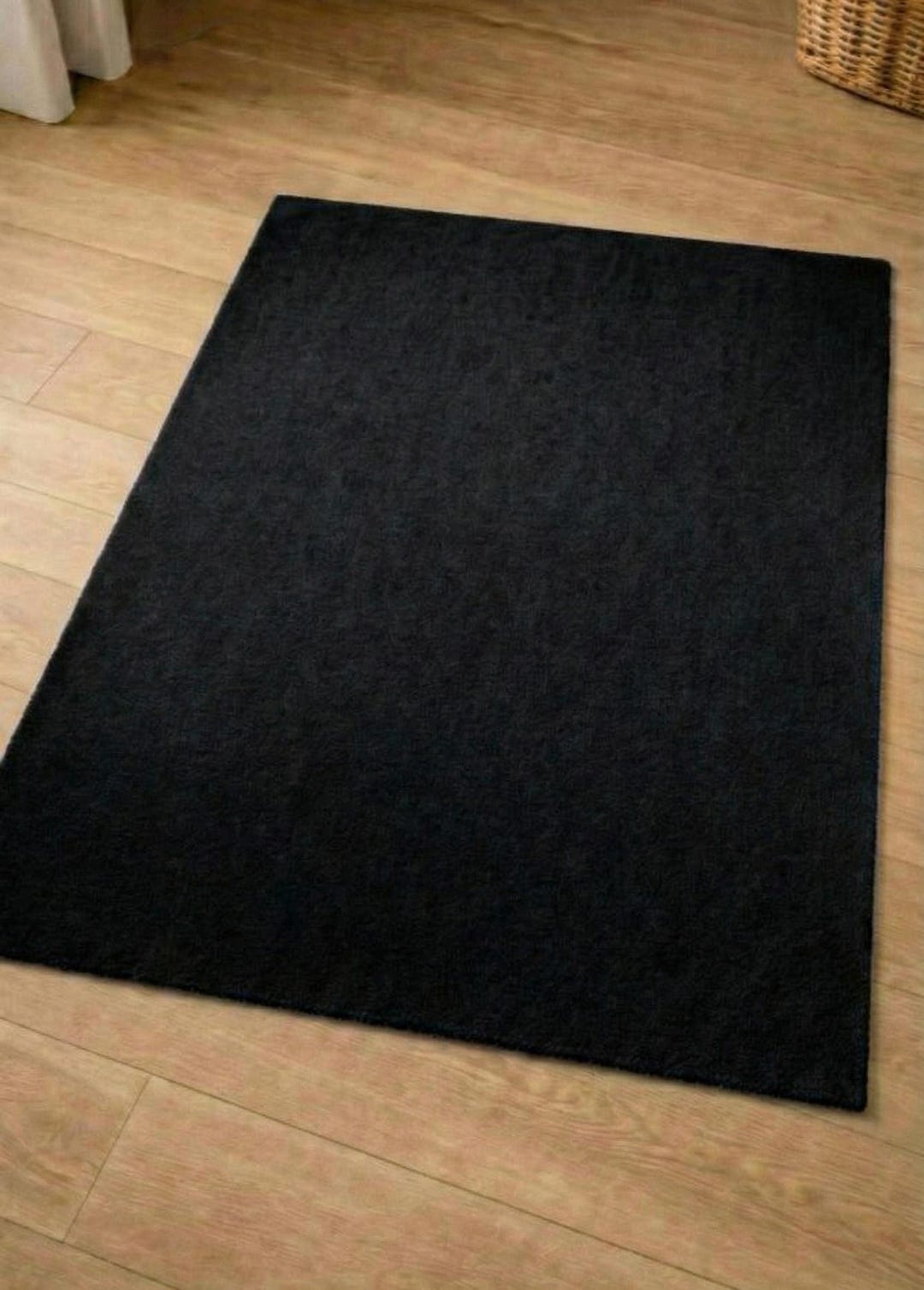 Black Handmade Tufted Rug, Minimalist Modern Area Rug Soft Plush Carpet ...