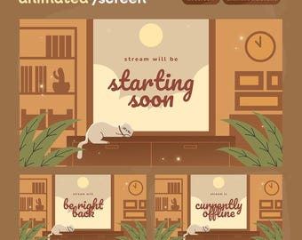 Cozy Animated Stream Screens | Warm Haven VTuber Pack (Starting Soon, BRB, Ending)