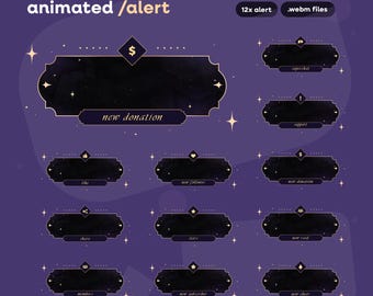 Animated Stream Alerts | Royal Night Sky VTuber Pack (OBS/Streamlabs)