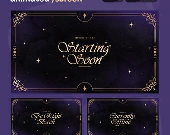 Elegant Night Stream Starting Soon Screens | Royal Purple Twitch BRB Overlays (Digital Download)