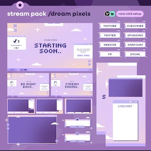 Dream Pixels Animated Stream Overlay Package for Twitch | Retro Pixel Stream Overlay | Aesthetic VTuber | Cozy Pixel Art Stream Pack | Retro