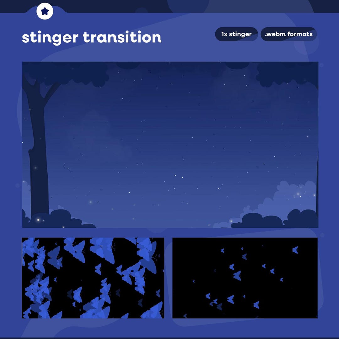 Animated Forest Veil Stringer Transition: Soft Blue Firefly Night Theme ...