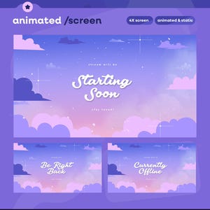 Cotton Reverie Stream Screens | Starting Soon, BRB, Offline | Pastel Overlay Screens for Twitch | Cute Scene | Kawaii Vibes for Streamers