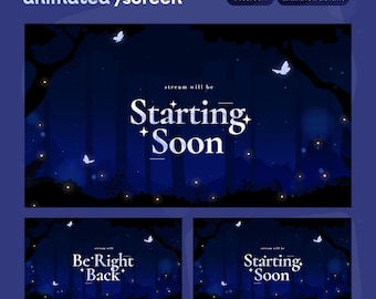 Animated Twilight Butterfly Stream Screens: Cozy Blue Fantasy for Twitch and OBS/Streamlabs