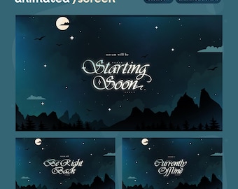 Animated Stream Screens Pack: Twitch, TikTok, Kick, YouTube | Dark Theme | Shadow Mist | Celestial | Stars | Moon | Screens | Clean Design