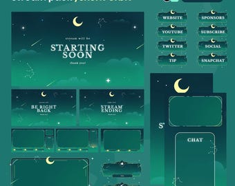 Animated Celestial Stream Overlay Pack | Silent Orbit VTuber Assets (Digital Download)