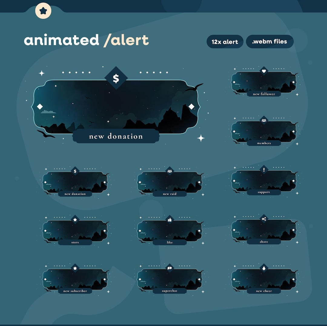 Stream Alert Visuals Animated Stream Alerts Pack: Twitch, Kick, Youtube | Dark Theme ...