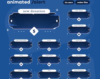 Clouded Stars Animated Alert | Night Sky Follower Alert | Soft Cloud Notification | Soft & Dreamy Twitch Alert | Starry Popup Overlay | Cute