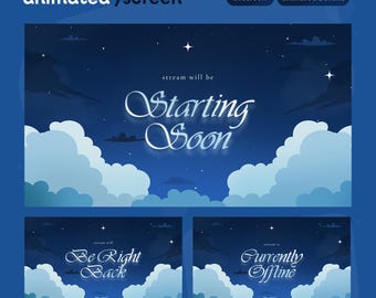 Clouded Stars Stream Screens | Starting Soon | BRB | Ending | Dreamy Cloud Scenes | Cozy Starry Background | Animated Stream Screen | Kawaii