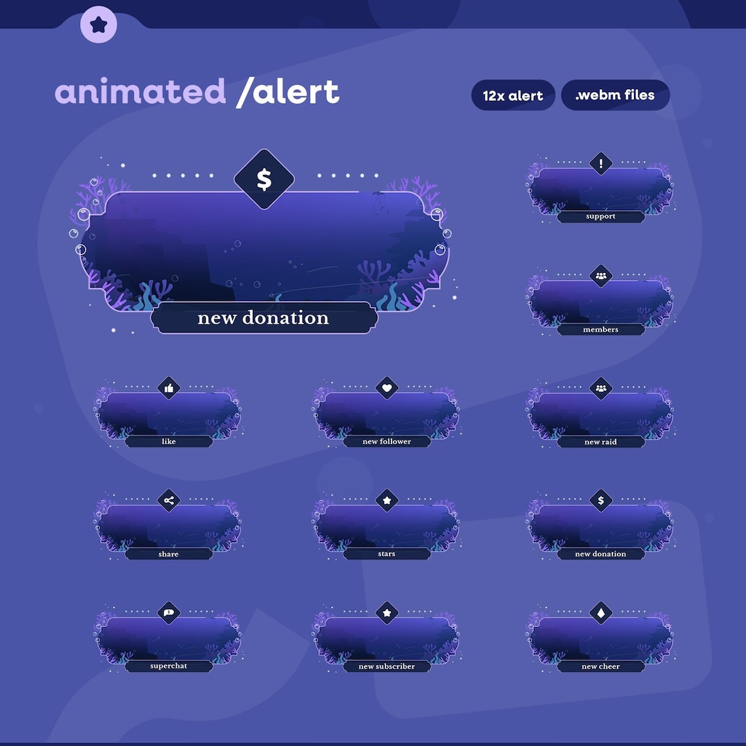 Animated Ocean Twilight Stream Alert Pack for Twitch, Kick, Youtube ...