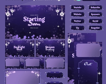 Animated Hanami Night Stream Overlay Pack | Sakura Twitch, TikTok, OBS (Digital Download)