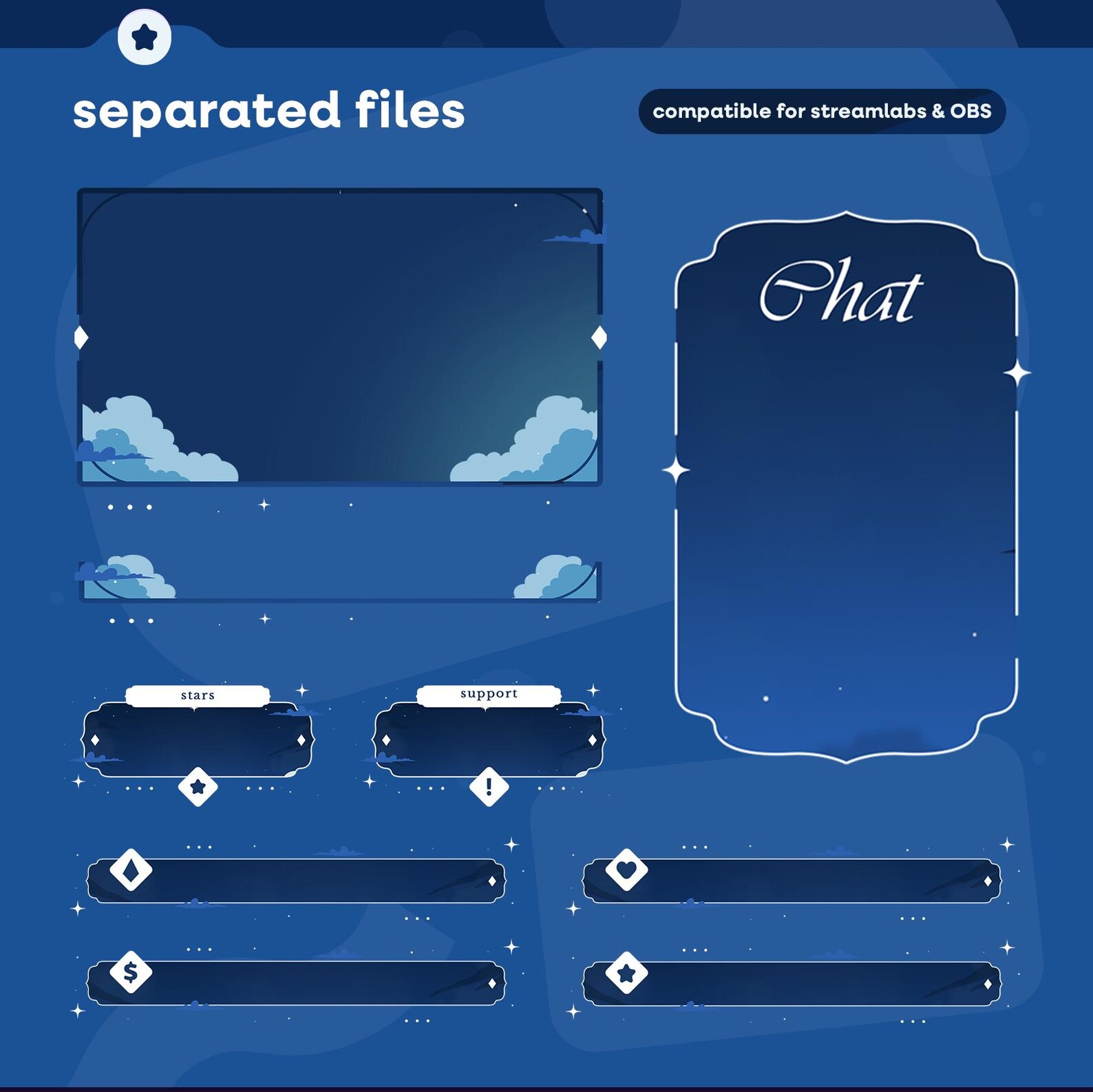 Clouded Stars Animated Stream Overlay | Dreamy Night Sky Stream Package ...