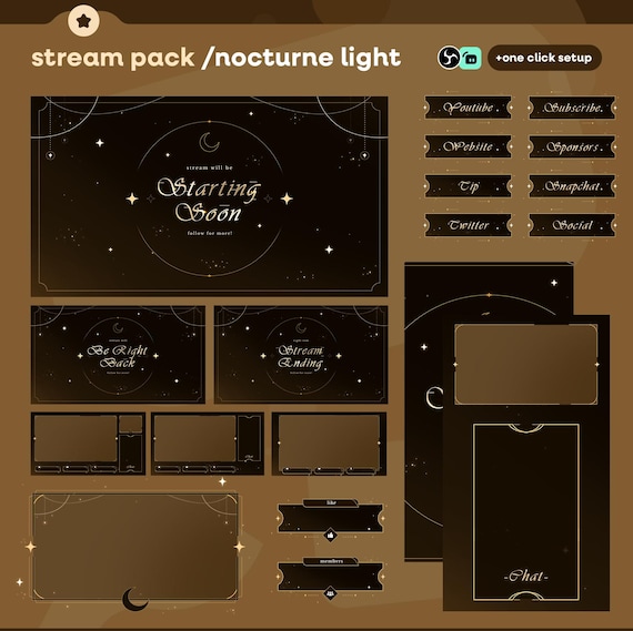 Celestial Stream Overlay Pack | Nocturne Light Animated Stream Pack for Twitch | OBS & Streamlabs Overlay | TikTok Live | Vertical Stream