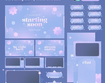 Lilac Breeze Stream Pack | Animated Overlays, Alerts, Panels (Digital Download)