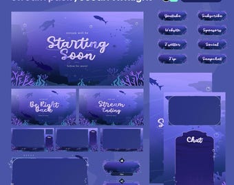 Ozean Twilight Twitch Stream Overlay Pack | Animierte Bildschirme, Warnungen (Digitaler Download)
