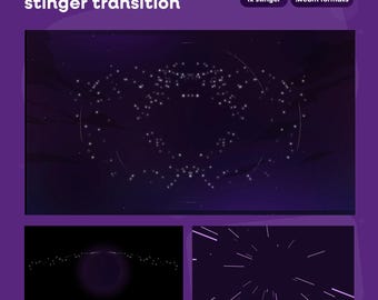 Starlit Night Stinger Transition | Animated VTuber Pack, Celestial Scene Switch (WebM)