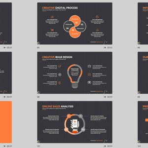 These preview images display slide examples from the 7,800+ Company Profile PowerPoint Template. Features creative charts, infographics, timelines, and portfolio layouts in green and white tones. Fully editable for business, marketing, and pitch presentations in PowerPoint and compatible software.