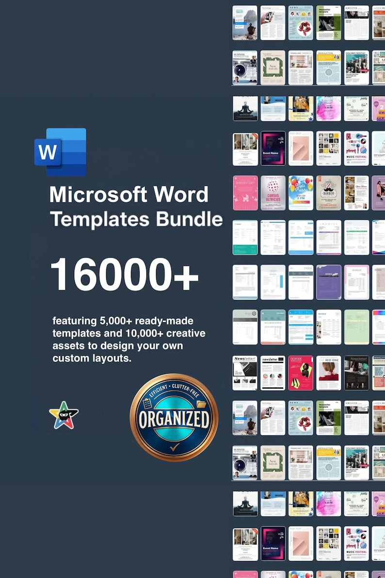 Microsoft Word Templates Bundle 16000+ editable designs digital download – professional business, marketing, stationery templates cover image