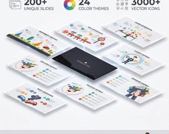 10000+ PowerPoint Slides Bundle – 200+ Unique Animated Layouts, 24 Color Theme Templates, 3,000+ Icons