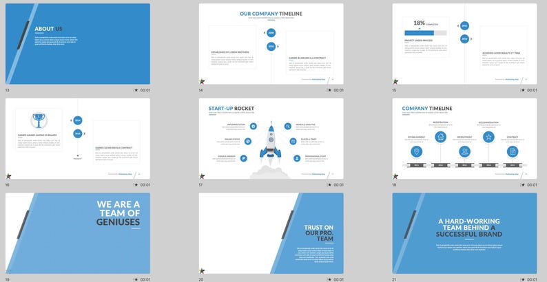 These preview images display slide examples from the 7,800+ Company Profile PowerPoint Template. Features creative charts, infographics, timelines, and portfolio layouts in green and white tones. Fully editable for business, marketing, and pitch presentations in PowerPoint and compatible software.