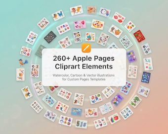 260+ Apple Pages Clipart Elements: Watercolor, Cartoon & Vector Illustrations for Custom Pages Templates