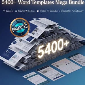 Paquete de más de 5400 plantillas de Word (organizadas): negocios, currículum, folleto, factura, calendarios y papelería.