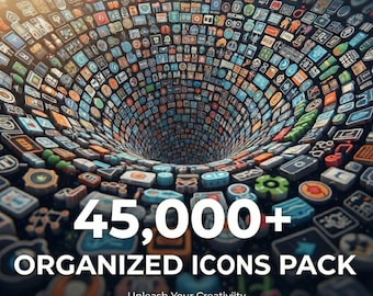45000+ Icons Pack (Organized): SVG, PNG, PPT, Ai, Psd, Eps Apps, Web, Design, Vector