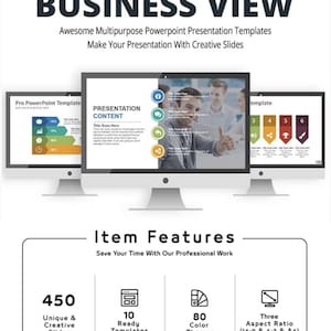 Bundel met 13500+ PowerPoint-dia's: 450+ unieke geanimeerde dia's, 70+ thema's en 3000 pictogrammen