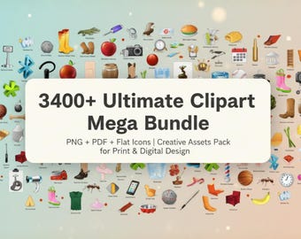 3400+ Ultimate Clipart Mega Bundle: PNG + PDF | Creative Assets Pack für Print- und Digitaldesign