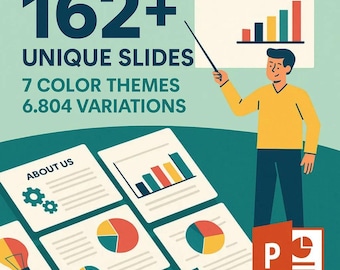 162+ diapositive Corporate PowerPoint – 7 variazioni colore e modelli infografici (6,804 variazioni totali)
