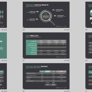 These preview images display slide examples from the 7,800+ Company Profile PowerPoint Template. Features creative charts, infographics, timelines, and portfolio layouts in green and white tones. Fully editable for business, marketing, and pitch presentations in PowerPoint and compatible software.