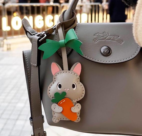 Premium Super ADORABLE Bunny Rabbit Bag Charm Accessory Tag Leather Handmade