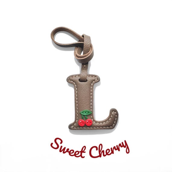 Cute Cherry Letter Alphabet Bag Charm Accessory Tag Leather Handmade