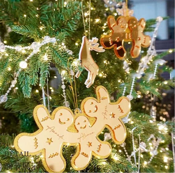 Personalized Engraved Names - Family Gingerbread Men Christmas Tree Decoration Bauble