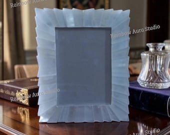 Selenite Sunburst Photo Frame, Luxury Crystal Frame, Elegant Home Décor, Housewarming Gift