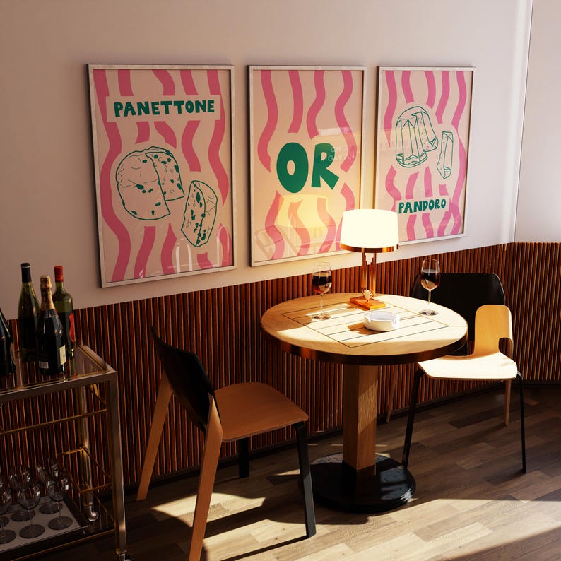 Panettone Vs Pandoro Print Set, Italian Christmas Art (digital Download ...