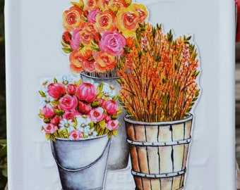 Mailbox Magnet Partial Cover, Pots of Florals for Door of Mail Box, Summer Outdoor Magnetic Decor