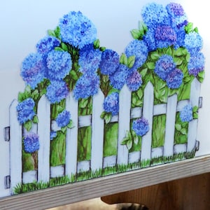Mailbox Magnet Partial Cover, Hydrangea Flowers with White Picket Fence, Home and Garden Decor for Mail Box