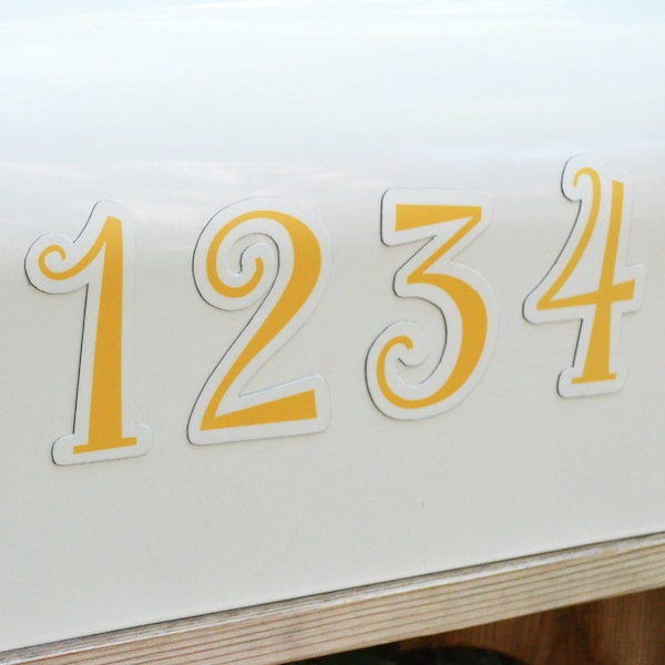 Magnetic Address Numbers 3.5" Yellow for Standard or Jumbo Black or White Mail Box Not a Decal It's Magnets Easy to Apply!