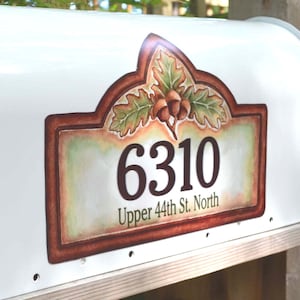Mailbox Magnet Partial Cover Oak Leaves & Acorns Personalized Address Better than a Decal It's a Magnet so easy to apply!