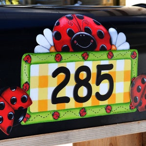 Mailbox Magnet Partial Cover Ladybug Custom Address Number with Set of 2 Red Ladybugs Curb Appeal Not a Decal It's Magnets Reusable